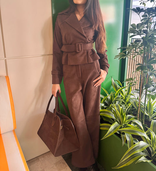 Suede pants set
